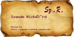 Szende Richárd névjegykártya